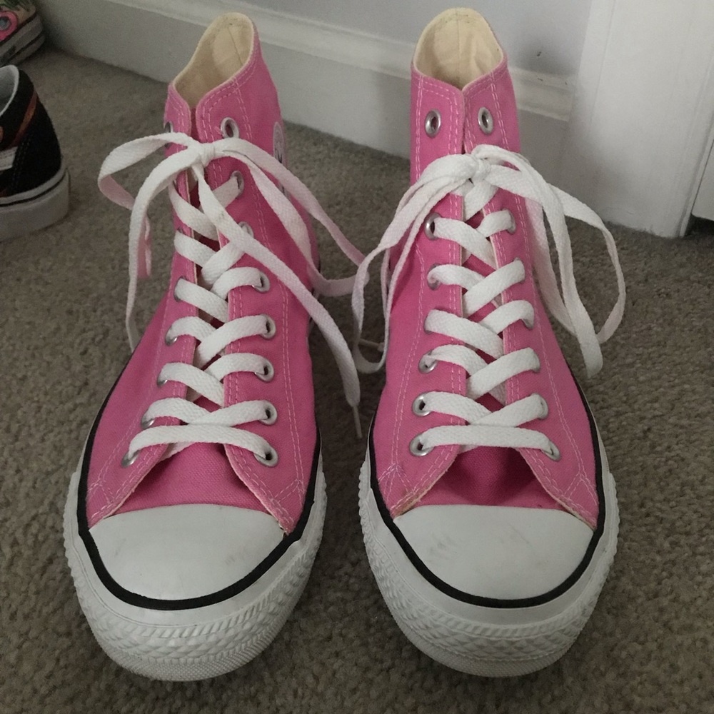 Pink high top Converse